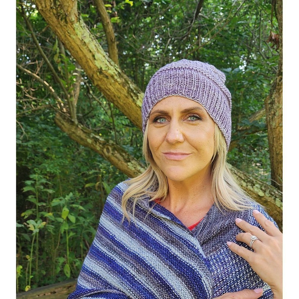 HANDMADE Rib Knit Purple Gradient Beanie Toboggan Cap Hat Unisex Women's Men's